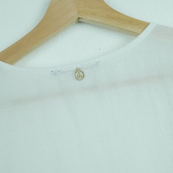 Amita Naithani Large Swim Cover Up White Embroidered Pompom Sheer Boho Vacation - Picture 9 of 9